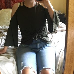 Dark Hunter Green Flowy 3/4 Sleeve Top